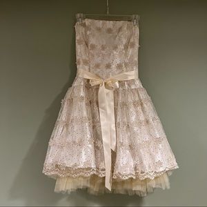 Gold Strapless Party Dress